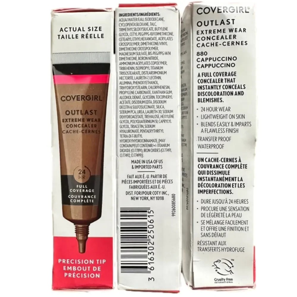 New 2 Covergirl Outlast Extreme Wear Concealer Full‎ Coverage 880 Cappuccino